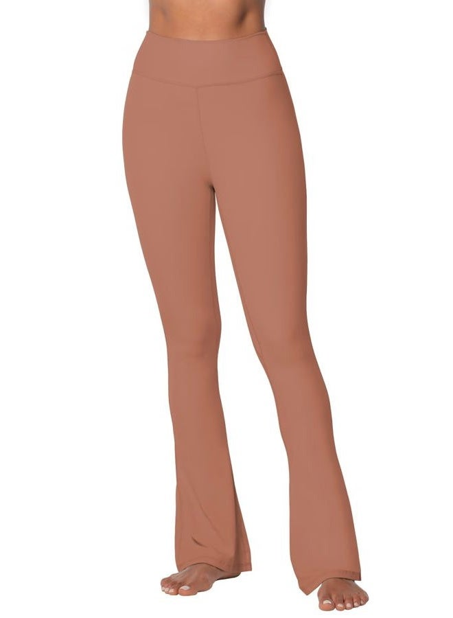 Sunzel High Waist Mini Flared Leggings for Women, Tummy Control Casual Flare Yoga Pants for Yoga Workout Gym, Raw Umber, L - Image 4