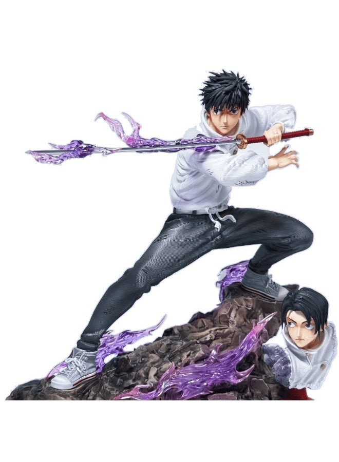 HALAMODO Jujutsu Kaisen 21cm Yuta Okkotsu Dual Headsculpt Figure - Switch Between Calm and Cursed Spirit Poses, Desk Centerpiece and Stylish Birthday Gift - Image 2