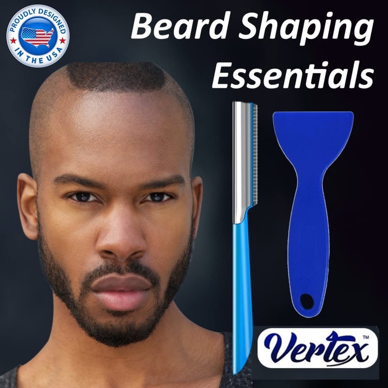 VERTEX Mens Travel Shaver Razor With Case Mens Beard Shaping Tool Mustache Beards Trimmer Straight Edgers Shave Home Goatee Shaper | Straight Mustaches Edger Angles Disposable Razors Stainless Steel Blade Straightener - Image 3