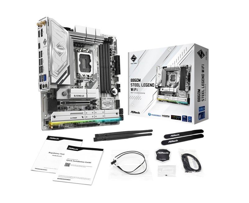 ASRock B860M Steel Legend WiFi 6E B860 LGA1851 Intel Core Ultra DDR5 8666 MHz 256GB M.2 Micro ATX Motherboard Thunderbolt SATA3 6.0 Gb/s PCIe 5.0 - Image 4