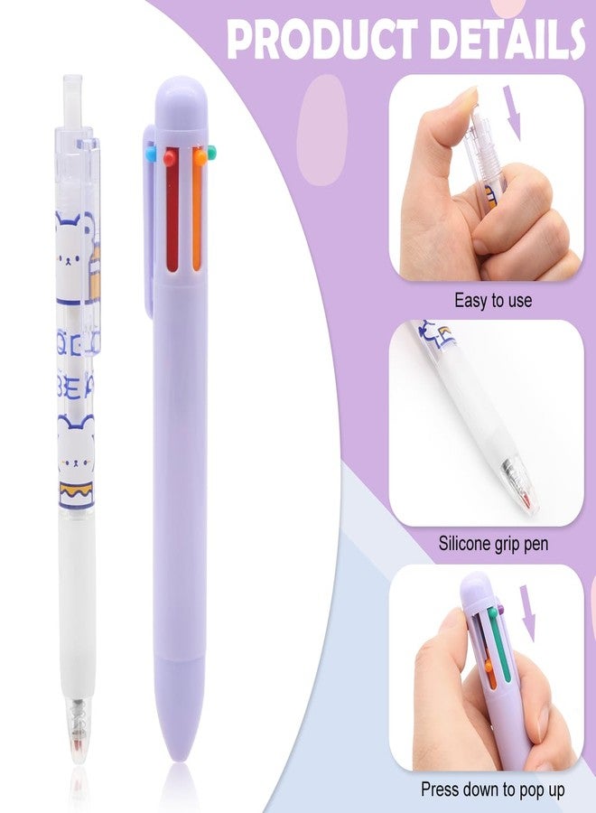 OFIFO® 6-Piece Cute Purple Stationery Set - Includes 6-In-1 Ballpoint Pen, Gel Pen, Long-Lasting Pencil, Eraser, Correction Tape, Highlighter, Suitable for School And Children's Gifts - Image 3
