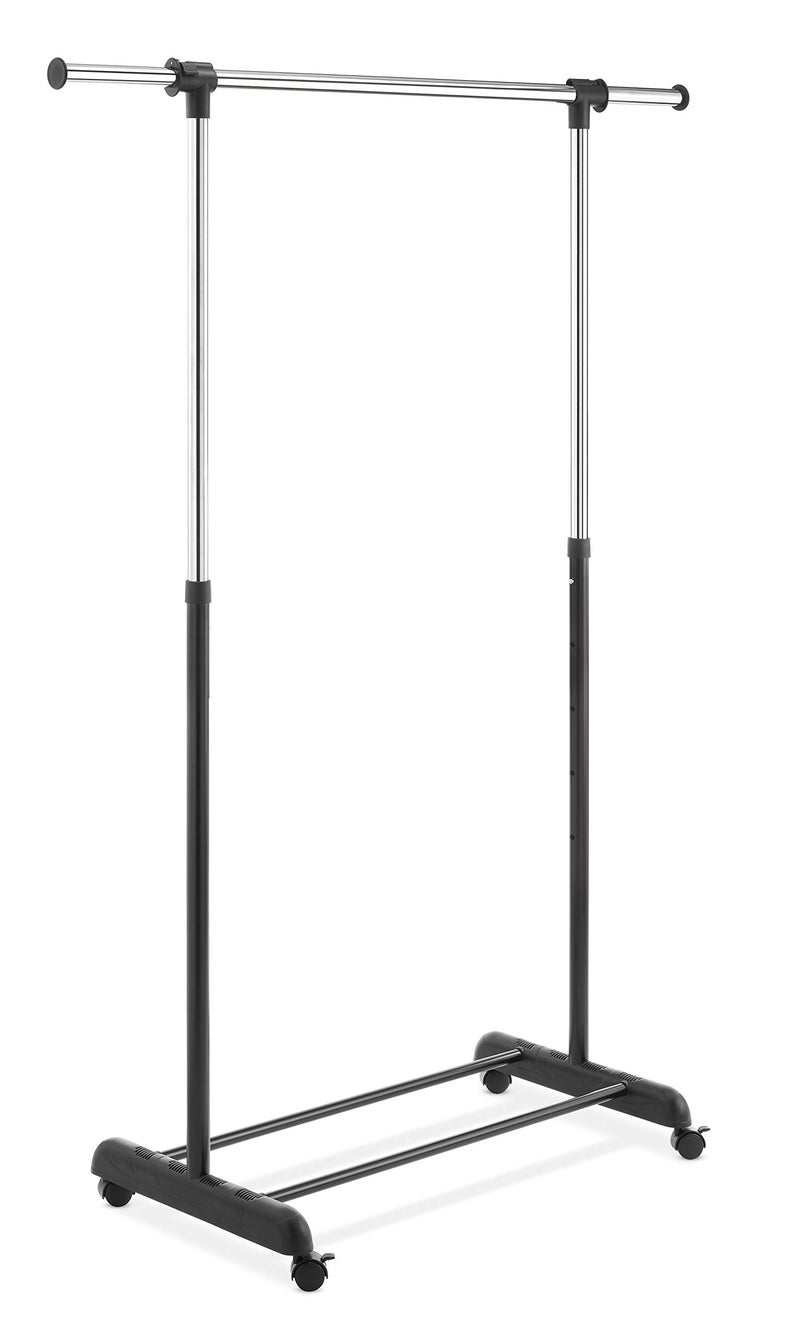 WHITMOR Adjustable Rolling Clothes Organizer Chrome Garment Rack, Black and Silver - Image 1