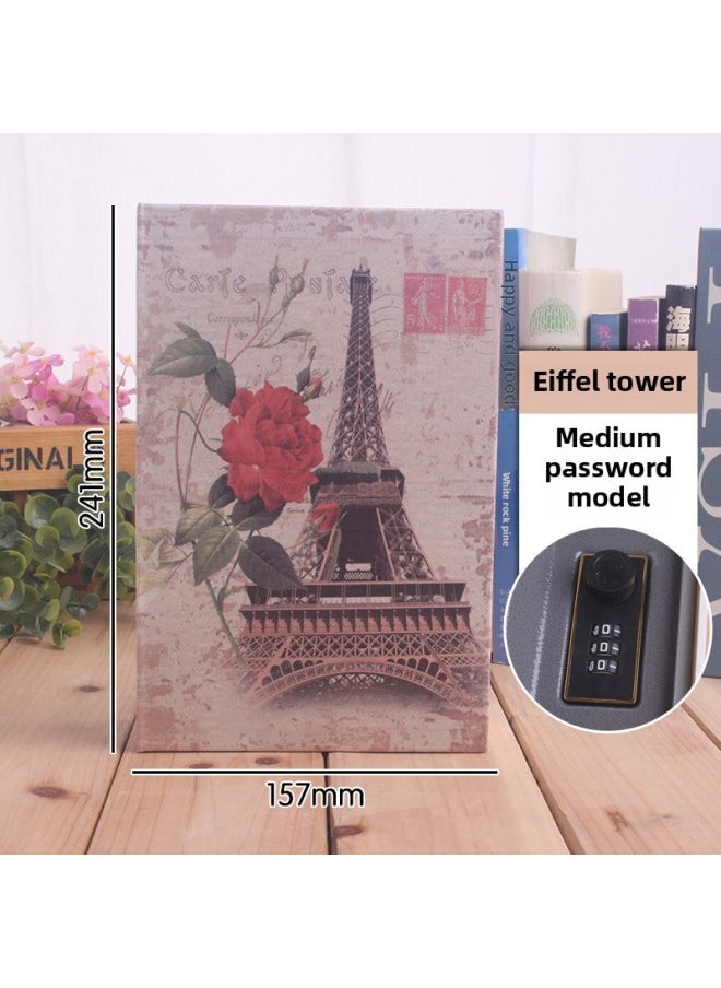 Generic Book Safe With Lock Code Box Piggy Bank Storage Piggy Bank This Home Cabinet Cash Box Small Children-Colour:B【medium Password】eiffel Tower  - Image 1