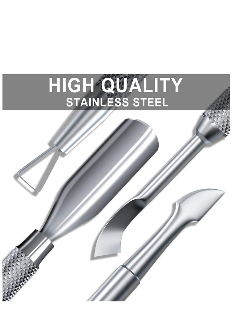 SYOSI Cuticle Pusher, Cuticle Trimmer Professional Stainless Steel, Nail Cuticle Remover Tools for Fingernails and Toenails, silver, Triangle Cuticle Pusher  - Image 3