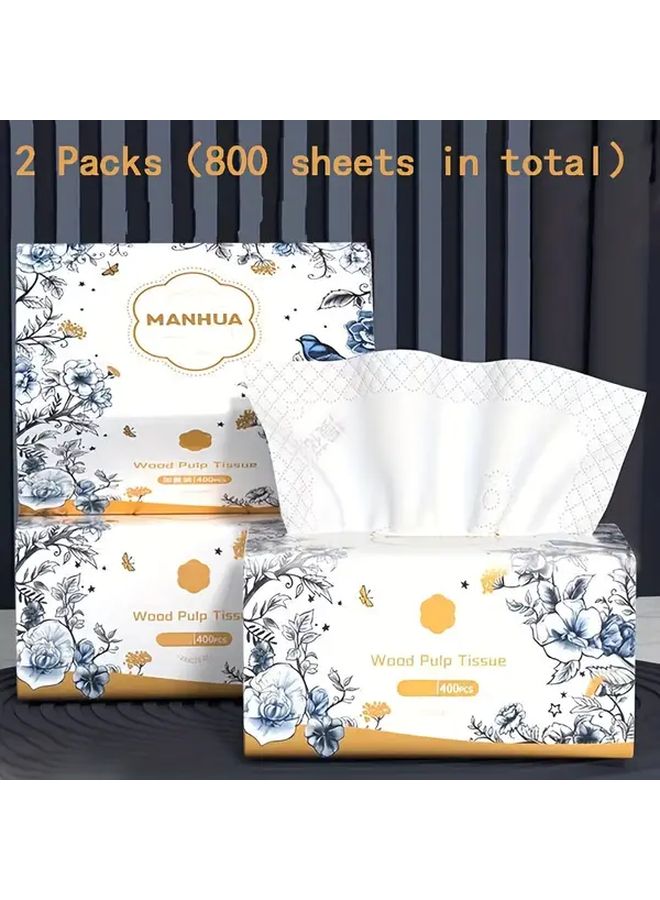 Total 2 Packs 800 Sheets 5 Layer Thick Embossed Paper Towels Made From Wood Fiber Highly Absorbent Durable Restaurant Napkins For Kitchen Bathroom Home Travel School Office - Image 4