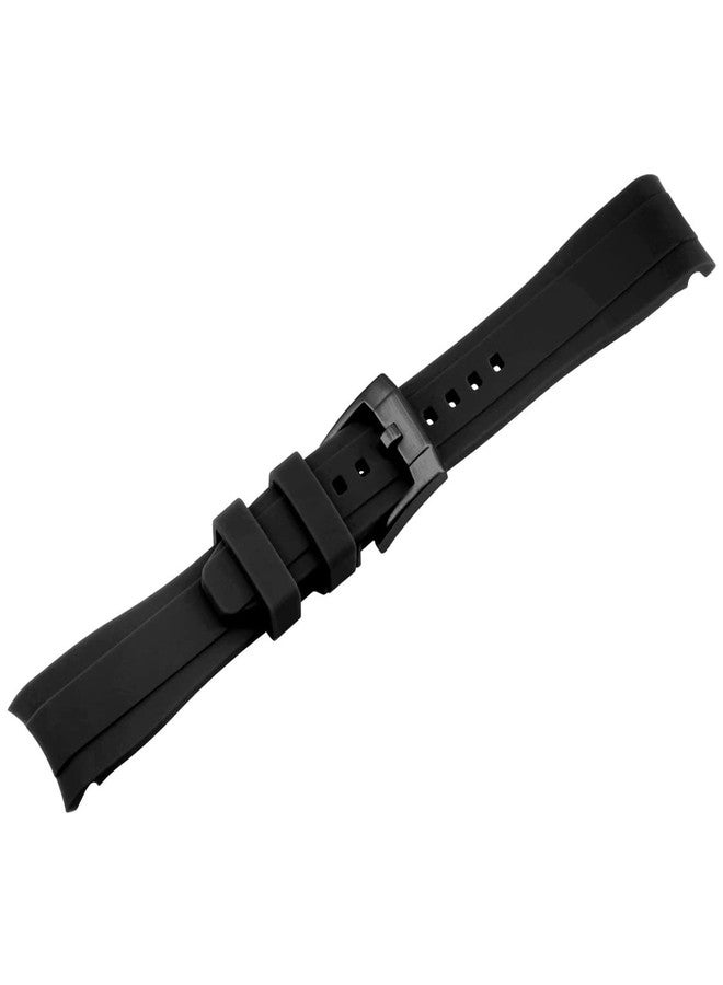 YISIWERA 20mm Black Silicone Watch Band Curved Ends Premium Crafter Rubber Watch Bands Strap Bracelet Brushed Stainless Steel Pin Black Buckle For Men Women - Image 2