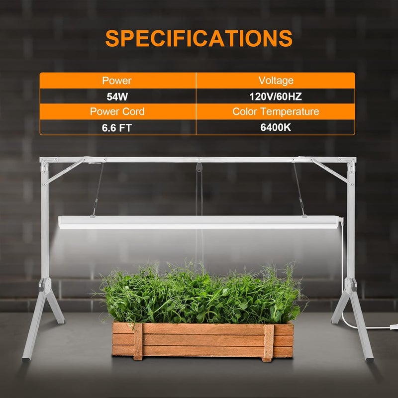 iPower iPower 4 Feet T5 Fluorescent Grow Light System with Foldable Stand Rack for Plant Seed Starting 54W Tube 1  - Image 3