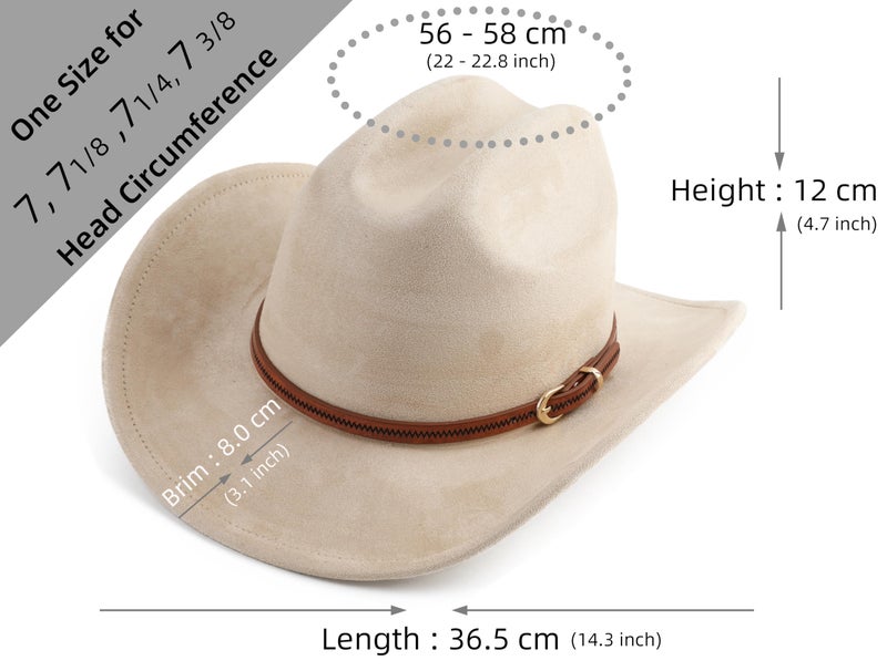 Pro Celia Cowboy Hat for Women and Men Wide Brim Western Cowgirl Hat (US, Alpha, One Size, Beige) - Image 2