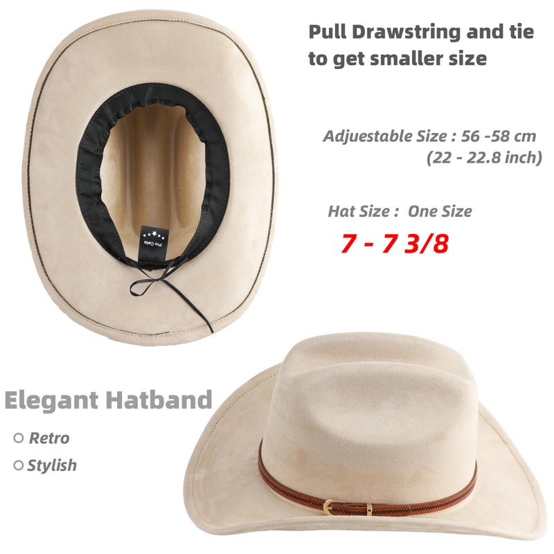 Pro Celia Cowboy Hat for Women and Men Wide Brim Western Cowgirl Hat (US, Alpha, One Size, Beige) - Image 3