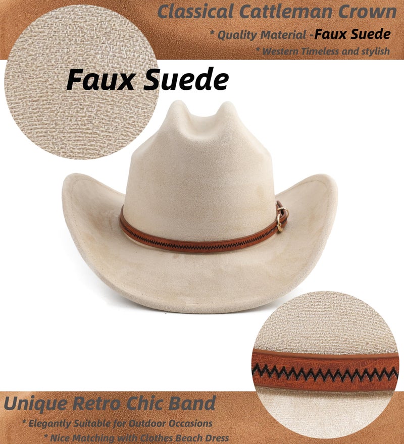 Pro Celia Cowboy Hat for Women and Men Wide Brim Western Cowgirl Hat (US, Alpha, One Size, Beige) - Image 4