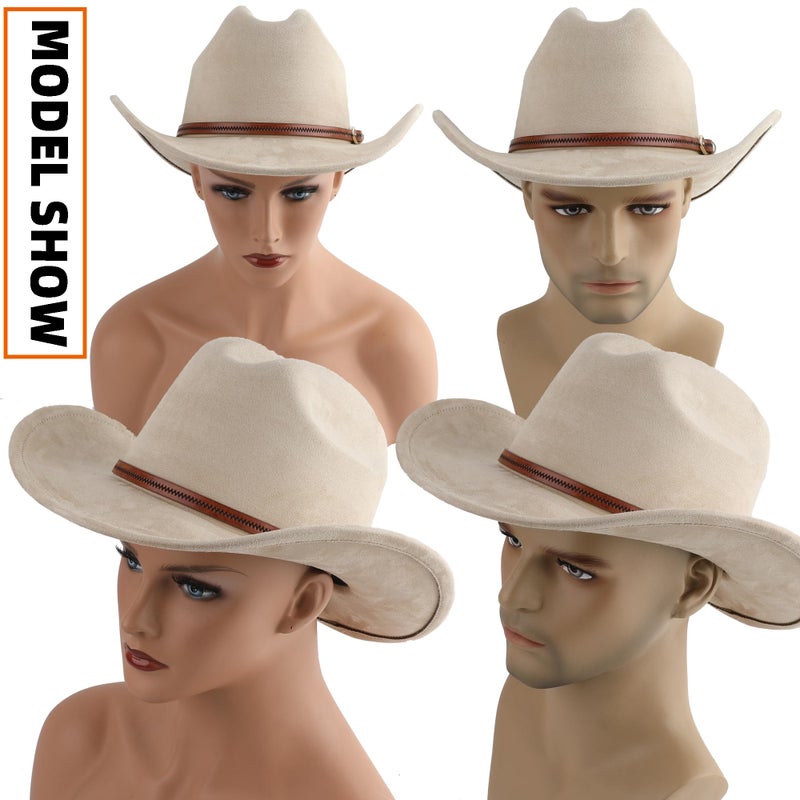 Pro Celia Cowboy Hat for Women and Men Wide Brim Western Cowgirl Hat (US, Alpha, One Size, Beige) - Image 5