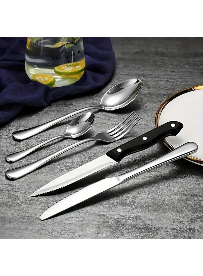 48 Pcs Stainless Steel Silverware Set With Steak Knives And Storage Box - Image 5