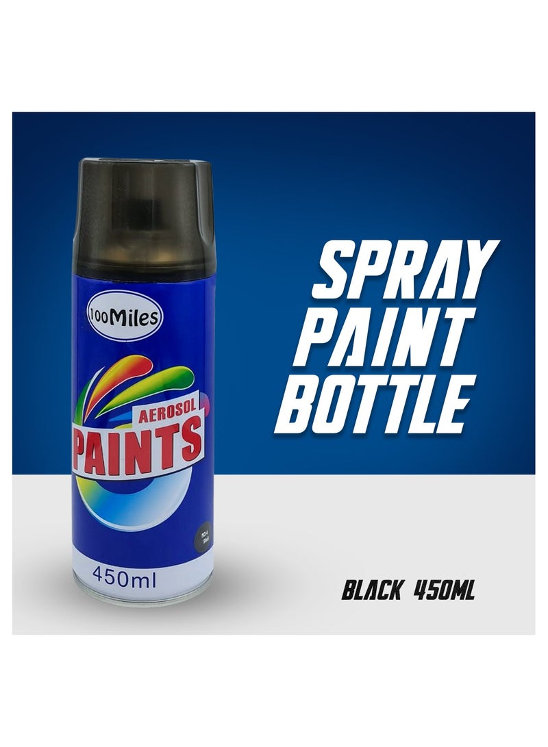 100Miles 100 Miles Black Spray Paint 450ml  Achieve Professional-Quality Finish - Image 1