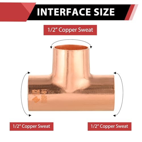 EFIELD Pro 30Pack EFIELD 12 X 12 X 12 C X CX C Copper Tee LF Copper Plumbing Fittings with Sweat Solder Connection 05 InchCOPPER010 - Image 3