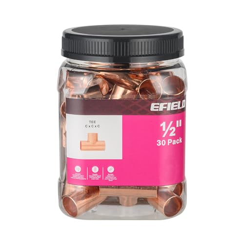 EFIELD Pro 30Pack EFIELD 12 X 12 X 12 C X CX C Copper Tee LF Copper Plumbing Fittings with Sweat Solder Connection 05 InchCOPPER010 - Image 1
