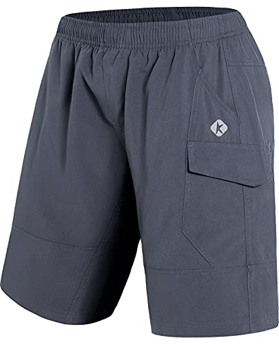 Ksmien Men's Mountain Bike Shorts 3D Padded MTB Bicycle Cycling Shorts Lightweight Loose-Fit Grey - Image 4