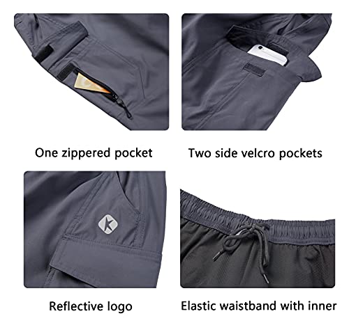 Ksmien Men's Mountain Bike Shorts 3D Padded MTB Bicycle Cycling Shorts Lightweight Loose-Fit Grey - Image 5
