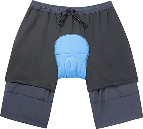 Ksmien Men's Mountain Bike Shorts 3D Padded MTB Bicycle Cycling Shorts Lightweight Loose-Fit Grey - Image 3