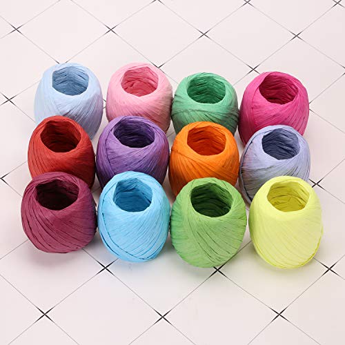 PENTA ANGEL Raffia Paper Ribbon Bows, Penta Angel 12 Rolls 787 Feet Raffia Twine String for Christmas Valentine's Day Party Wrapping Florist Bouquets DIY Craft Decoration Weaving, 12 Colors - Image 3