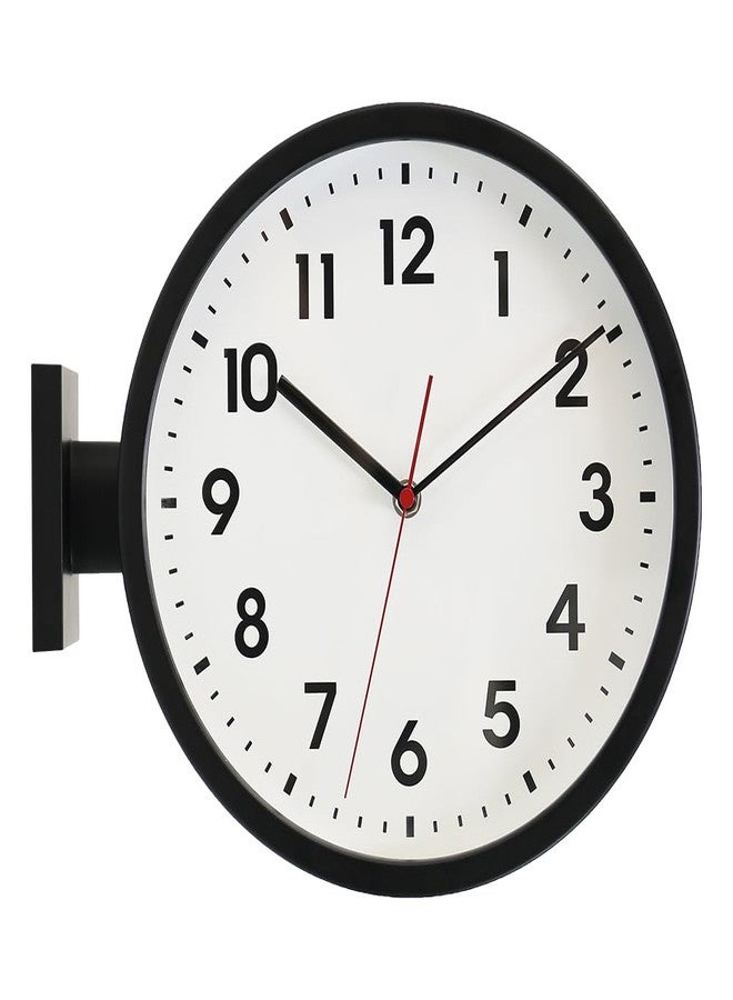 BESTIME 66296A Black Frame Double Sided Aluminum Wall Clock.Simple Design,Classic Aluminum Station Clock,Quiet and Elegant Style,Suitable for Home. - Image 1