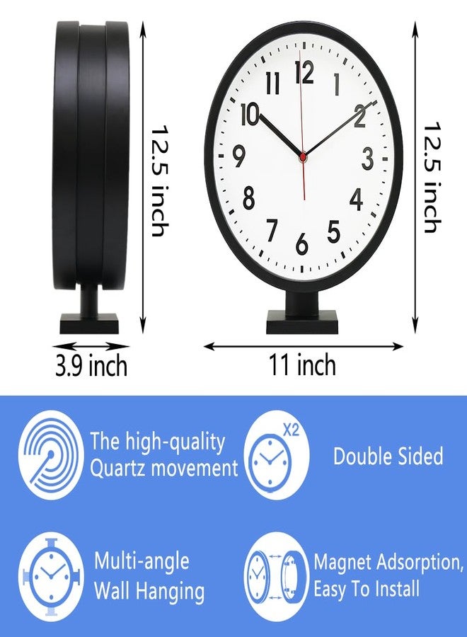 BESTIME 66296A Black Frame Double Sided Aluminum Wall Clock.Simple Design,Classic Aluminum Station Clock,Quiet and Elegant Style,Suitable for Home. - Image 2
