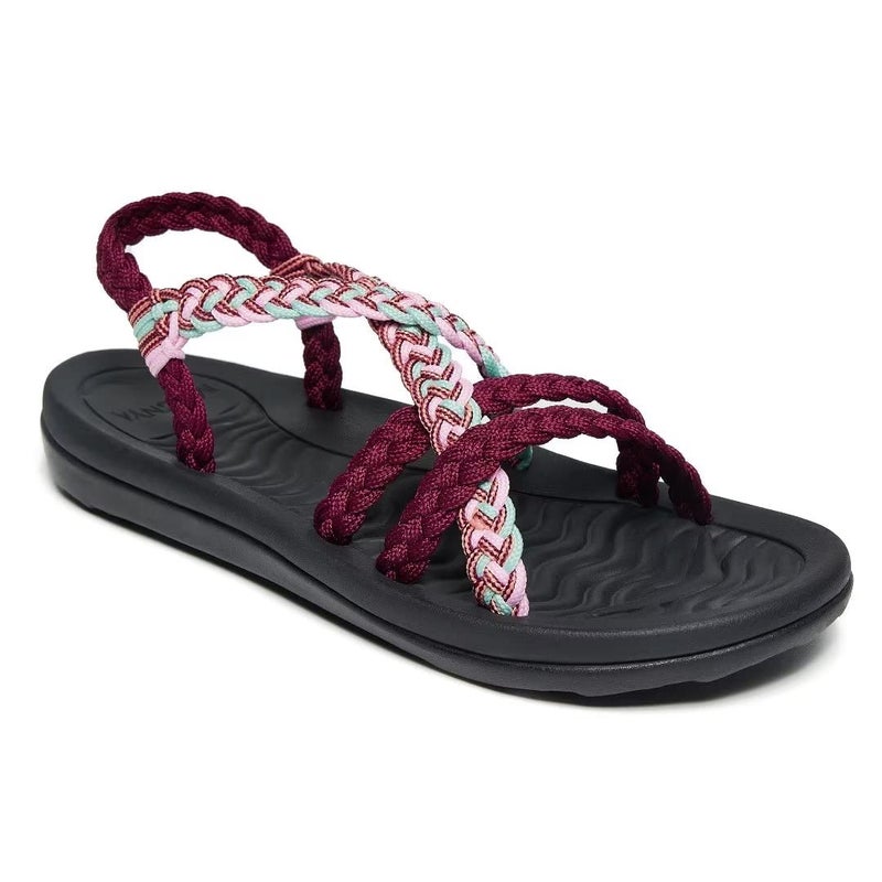 MEGNYA Women's Athletic Sport Shoes for Beach, Lightweight Braided Slide Sandals with Arch Support, Comfortable Walking Sandals for Outdoor Activieies Bordeaux Pink Size 8 - Image 1