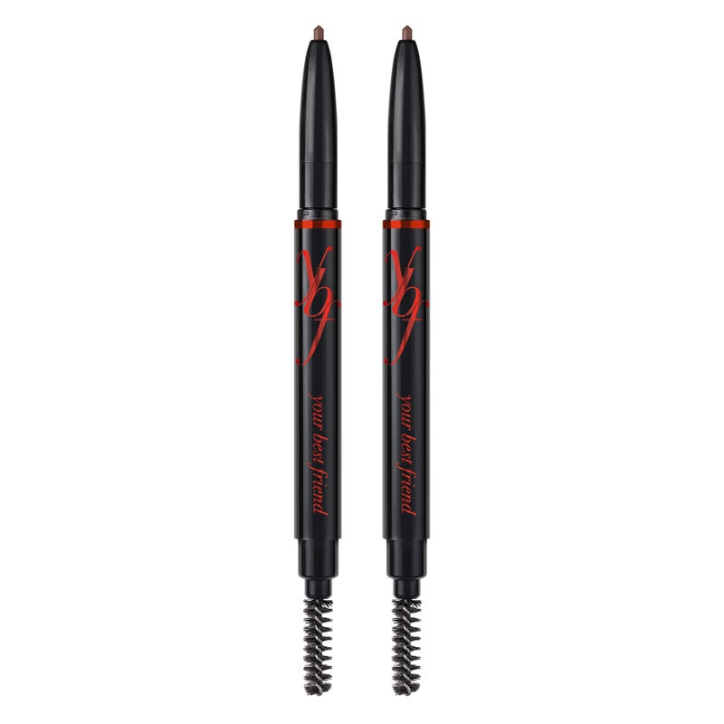 YBF Beauty Eyebrow Pencil  Universal Automatic Brow Pencil With Spoolie Brush  Perfect Eyebrow Makeup Shaper and Filler For Women  All Hair Colors  Skin Tones  Taupe Eyebrow Liner  2 Pack