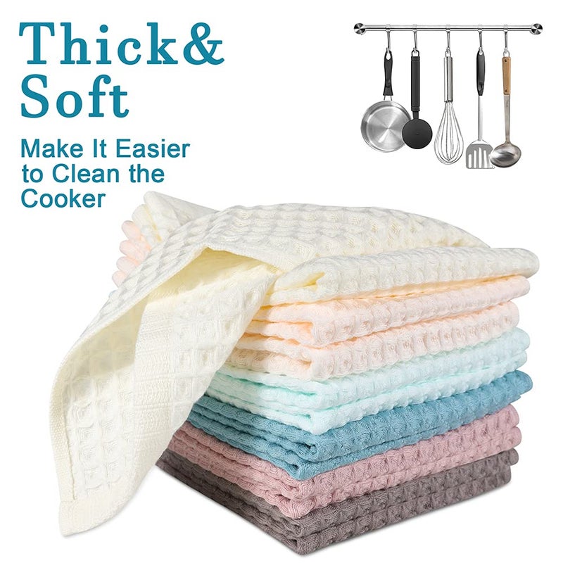 Vfaejll Cotton Kitchen Towels 12 Pack Waffle Weave Dish Towels For Drying Dishes 13X13 Inches Dish Rags For Washing Dishes  Kitchen Towels Mix Color Dish Towels - Image 5