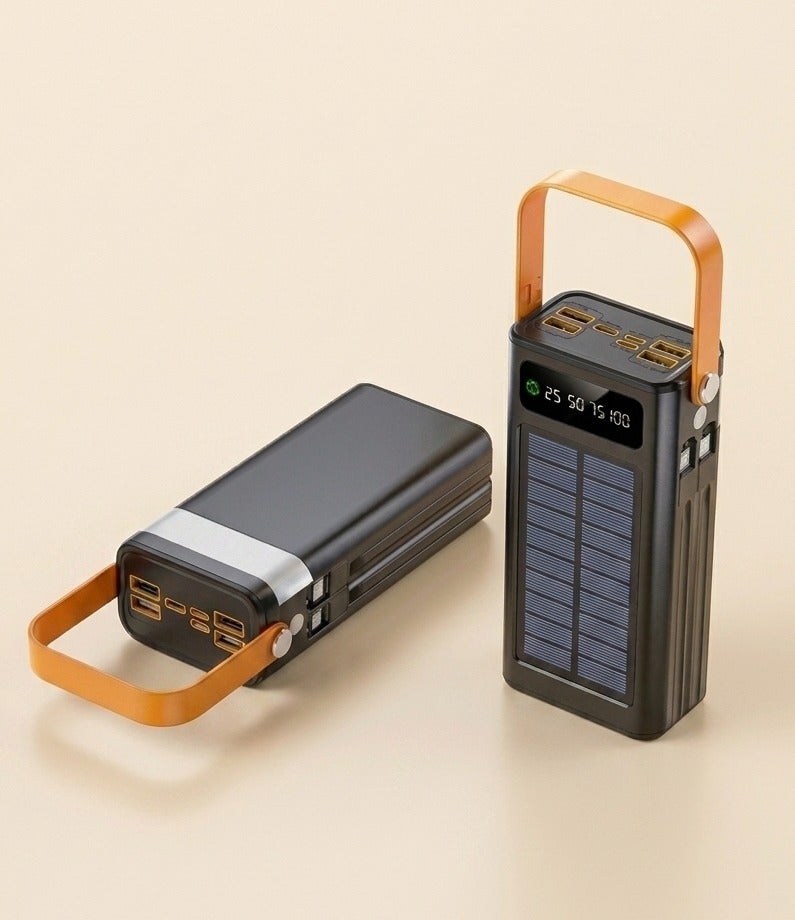 3Q 30,000mAh Smart Solar Power Bank – Fast Charging, Built-in Flashlight & Integrated Cables for Camping - Image 1