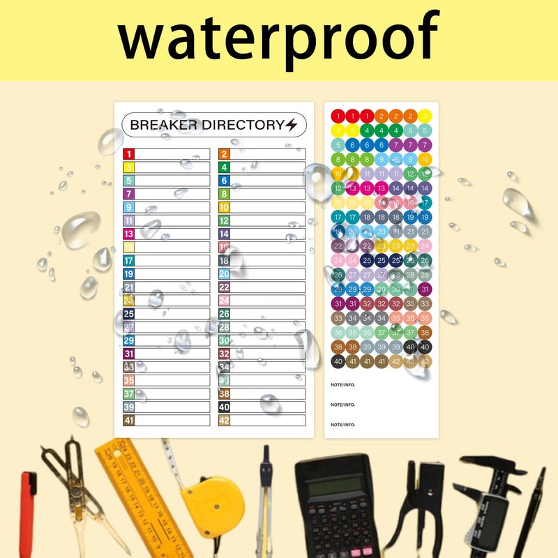 STARLIBOO 16 Sheets Breaker Panel Labels, Electrical Box Sticker Numbers Breaker Panel Labels Electrical Sticker Number Catalog Load Center Adhesive Waterproof Durable- Mix Colors - Image 4