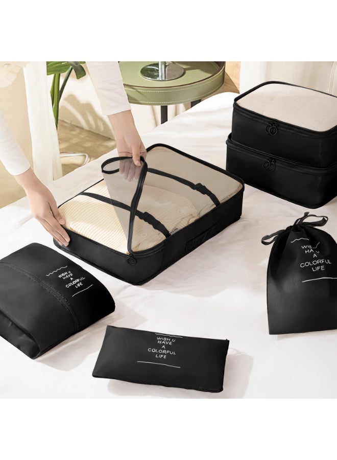 Eowhitu Travel Packing Organizers Set 8 Pieces,Waterproof Travel Bags for Suitcase, Packing Cubes for Storage Luggage, Bra, Underwear and Shoes Pouches 8 Packs-Black - Image 3