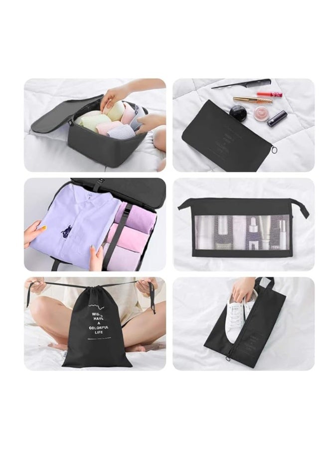 Eowhitu Travel Packing Organizers Set 8 Pieces,Waterproof Travel Bags for Suitcase, Packing Cubes for Storage Luggage, Bra, Underwear and Shoes Pouches 8 Packs-Black - Image 5