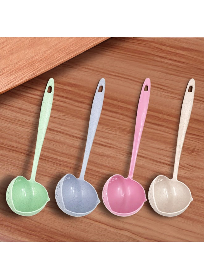 Wheat Straw Soup Leak Two-in-One Soup Spoon Household Hot Pot Colander Porridge Spoon Kitchen Soup Leak Dual-Use Spoon-Color:Nordic Blue-Specifications:High Quality Spoon (individually Bagged)