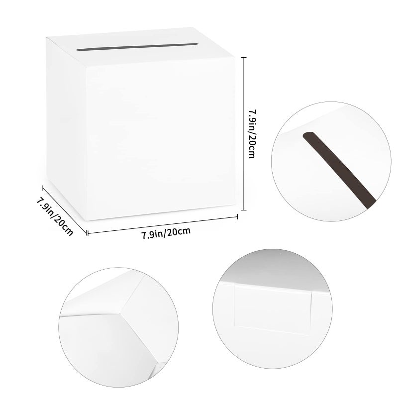 Hxezoc White Card Box Wedding Favors Post Box Cardboard Receiving Money Box Holder for Wedding Reception, Baby Showers, Anniversary, Birthday Party, Graduation Table Centerpiece Decorations - Image 2