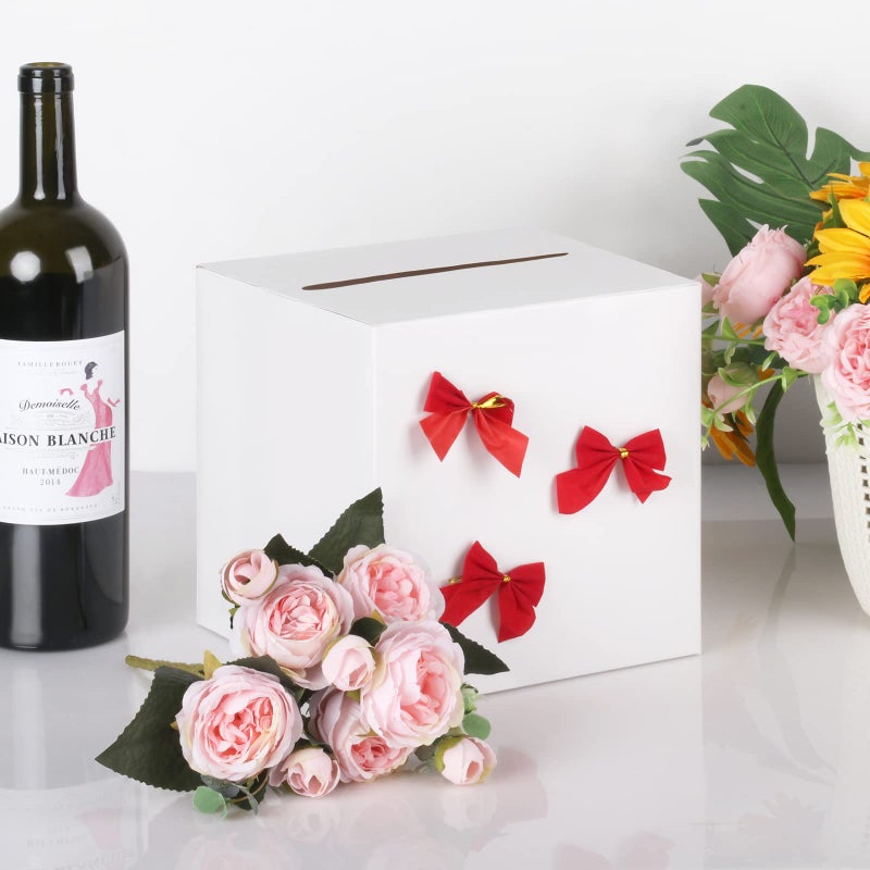 Hxezoc White Card Box Wedding Favors Post Box Cardboard Receiving Money Box Holder for Wedding Reception, Baby Showers, Anniversary, Birthday Party, Graduation Table Centerpiece Decorations - Image 3