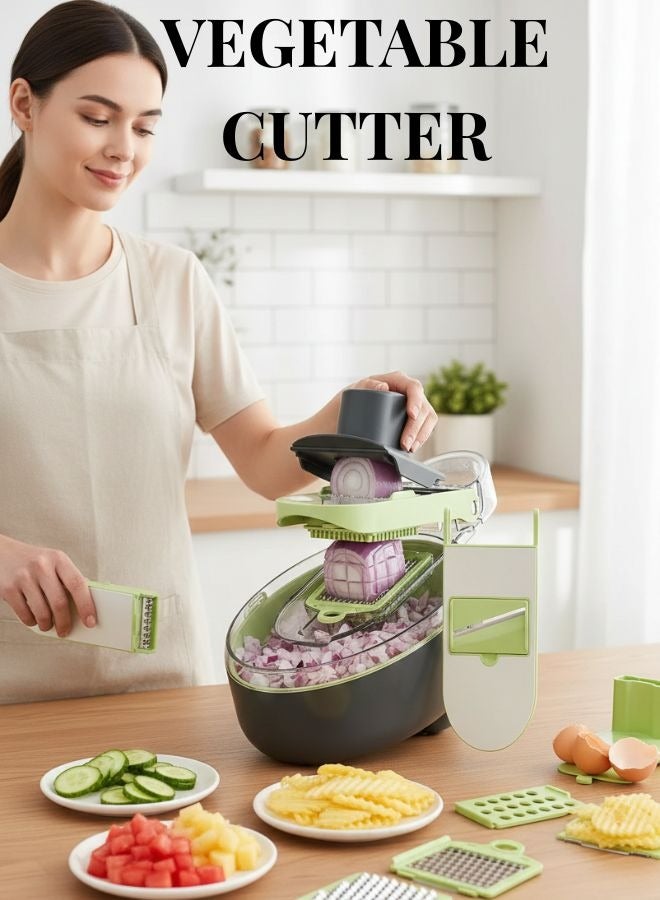 ZEESQUARE Vegetable Cutter Salad Chopper Adjustable Multifunctional Food Chopper with Container - Image 1