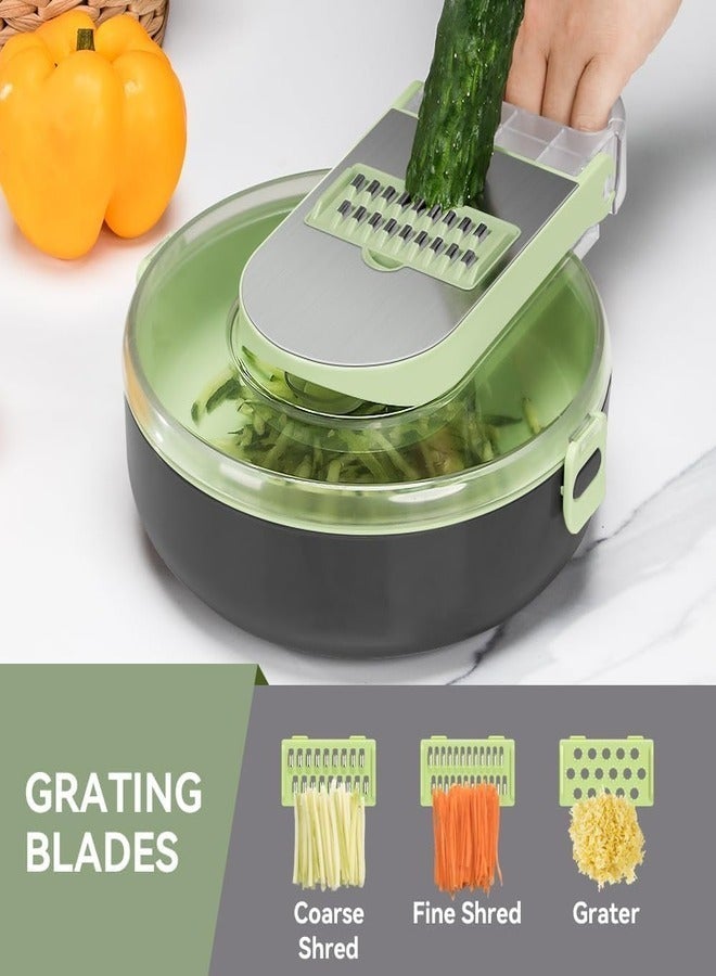 ZEESQUARE Vegetable Cutter Salad Chopper Adjustable Multifunctional Food Chopper with Container - Image 3