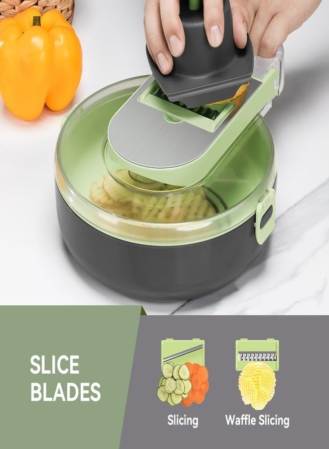 ZEESQUARE Vegetable Cutter Salad Chopper Adjustable Multifunctional Food Chopper with Container - Image 4