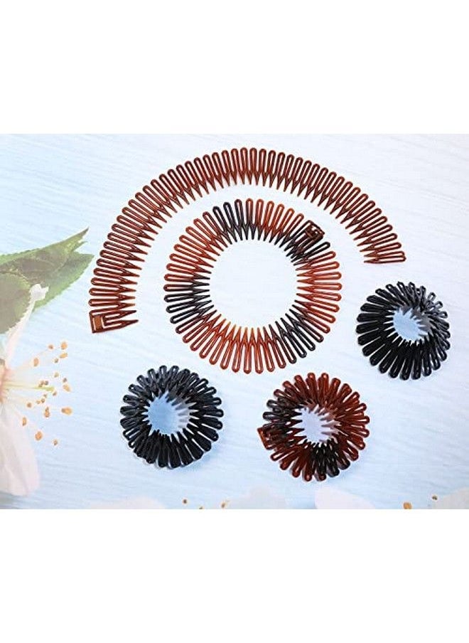 PENTA ANGEL - Stretch Hair Combs 6Pcs Flexible Plastic Full Circular Circle Comb Headband Hair Wrap Holder Hairband For Women Girls (Classic Style) - Image 1