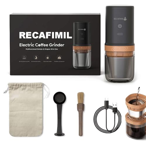 RECAFIMIL Trave Coffee Electric Grinder Portable Must Own Dripper Pour Over All in One Rechargeable High Precision High Speed Coffee Bean Grinder