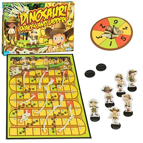 Outset Media Dinosaur Snakes and Ladders Preschool Game - No Reading Required - Early Learning Basic Couting Game for Kids Ages 3 and up - for 2 to 6 Players by Outset - Image 1