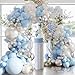 NUTTYBASH Blue and Silver Balloon Arch Kit Blue Pearl White Clear Balloon Garland Kit for Wedding Birthday Baby Shower Gender Reveal Bridal Engagements Decorations - Image 4