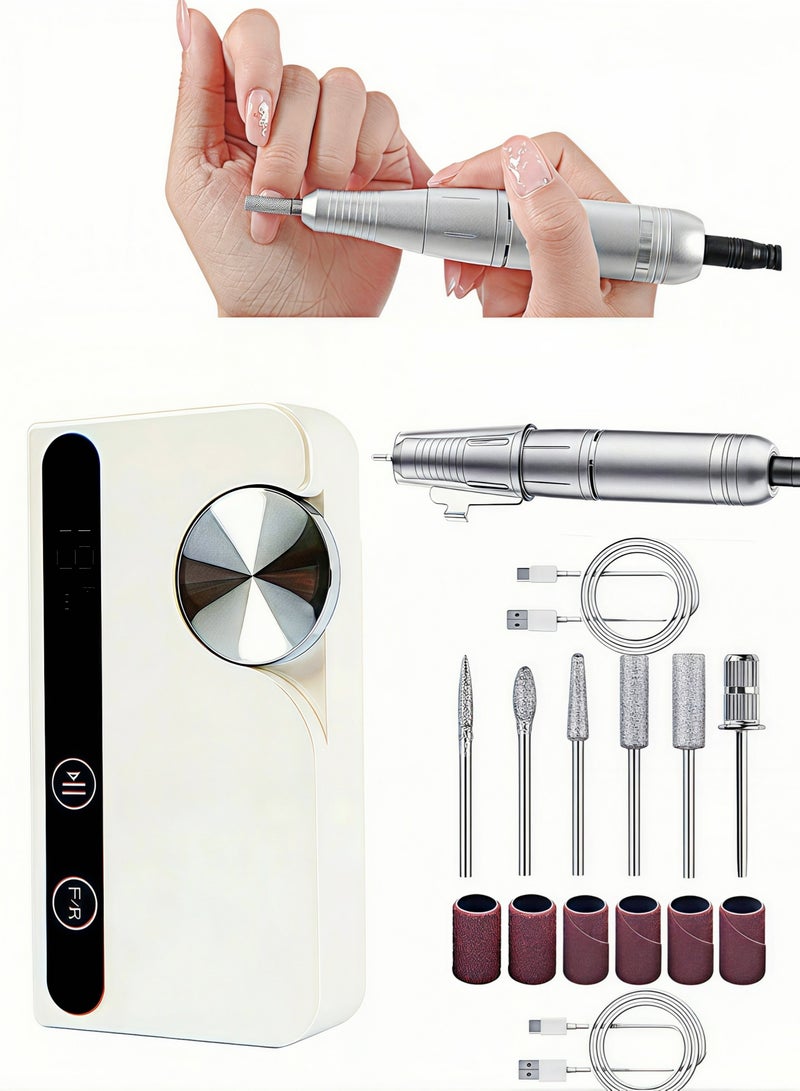 Electric Nail Drill Professional 45000RPM, Rechargeable Nail File Machine with 6 Bits & 6 Sanding Bands, Portable E-File for Acrylic Gel Nails, Manicure Pedicure Kit. - Image 1