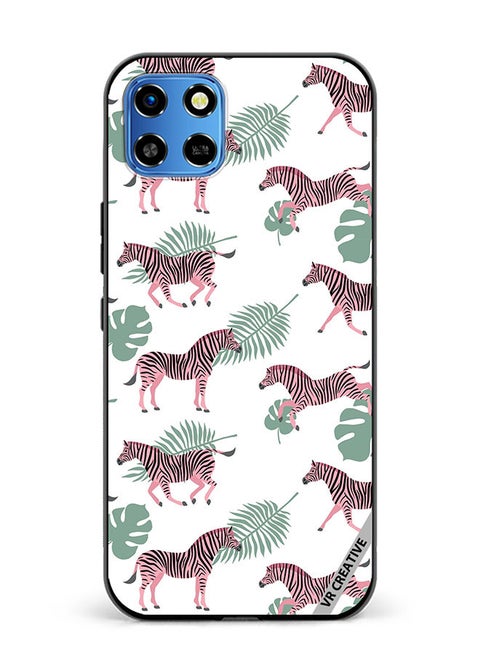 Protective Case Cover For Infinix Smart 6 HD Vector Zebra And Palm Leaves Isolated On White Design Multicolour