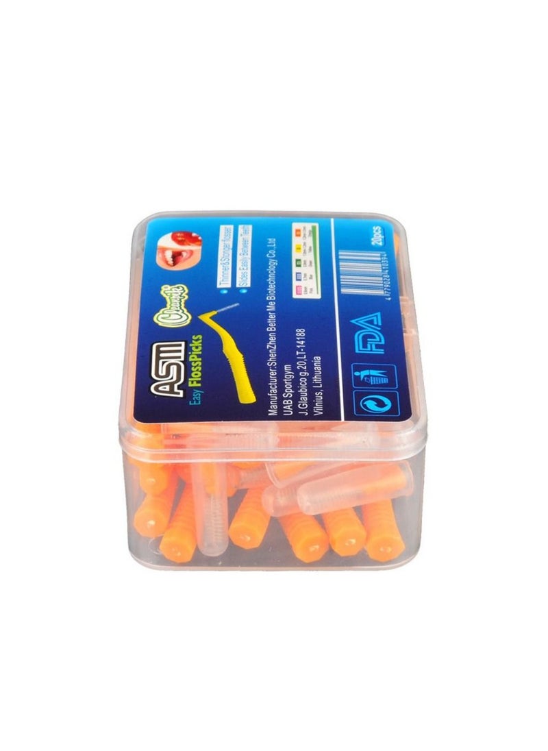 ASM 20Pcs/Box L Shape Push-Pull Interdental Brush 1.2-1.5MM Diameter Orange  - Image 1