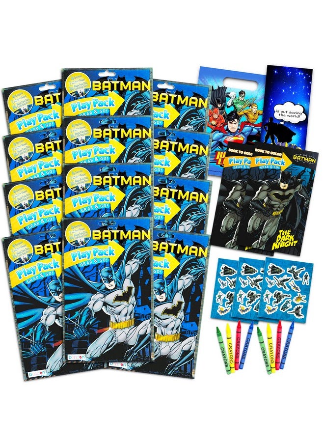 DC Comics Batman Party Favors Pack ~ Bundle Of 12 Batman Play Packs Filled With Stickers Coloring Books Crayons With Bonus Loot Bags Harley Quinn Patches And Door Hanger (Batman Party Supplies)  - Image 2