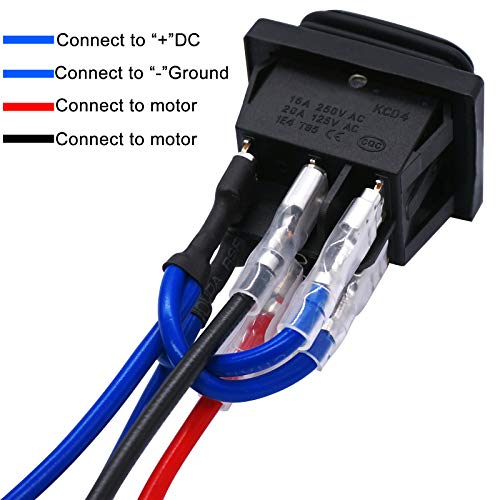 TWTADE Momentary Polarity Reverse Switch Waterproof DC 12V 10A Control Motor for Hoist, Crane, Linear Actuator 6 Pin 3 Position (ON)-Off-(ON) AC 110V-220V Rocker Toggle Switch with Wire KCD4-223-JT - Image 4