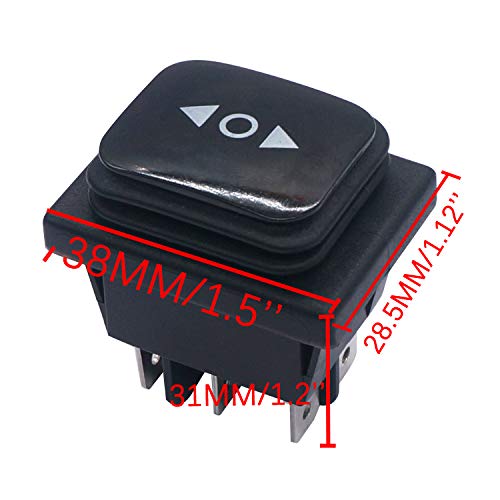 TWTADE Momentary Polarity Reverse Switch Waterproof DC 12V 10A Control Motor for Hoist, Crane, Linear Actuator 6 Pin 3 Position (ON)-Off-(ON) AC 110V-220V Rocker Toggle Switch with Wire KCD4-223-JT - Image 2