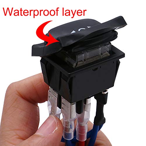 TWTADE Momentary Polarity Reverse Switch Waterproof DC 12V 10A Control Motor for Hoist, Crane, Linear Actuator 6 Pin 3 Position (ON)-Off-(ON) AC 110V-220V Rocker Toggle Switch with Wire KCD4-223-JT - Image 5
