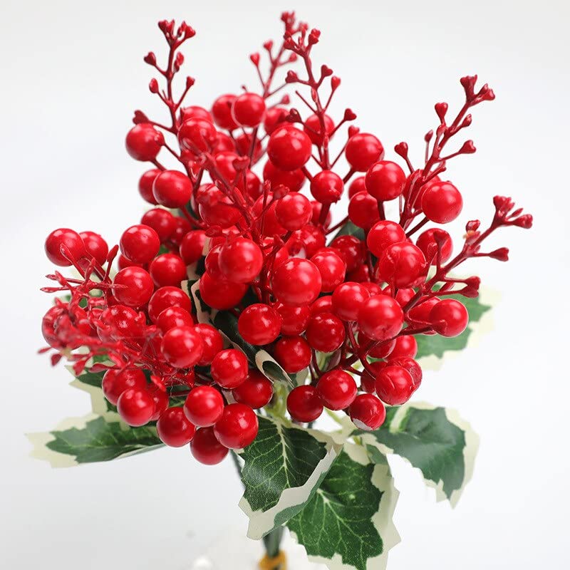 APSAMBR 5pcs Red Berries Berry String Bundle Christmas Decoration Tree Garland Wreath DIY Supplies Artificial Flowers Fruit New Year Wedding - Image 1